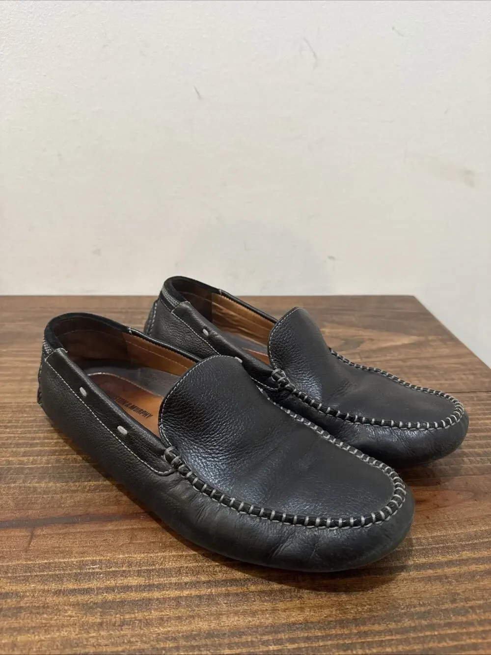 Johnston & Murphy Flex Black Leather Driving Loafer Moccasin Shoe Mens 11.5 M